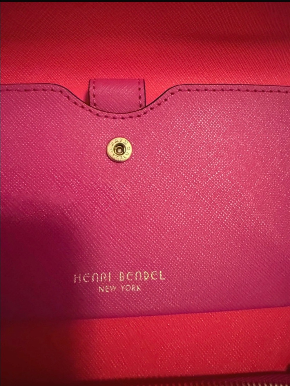 henri bendel Hot Pink Convertible Wallet Crossbody with Red Interior - Picture 2 of 3